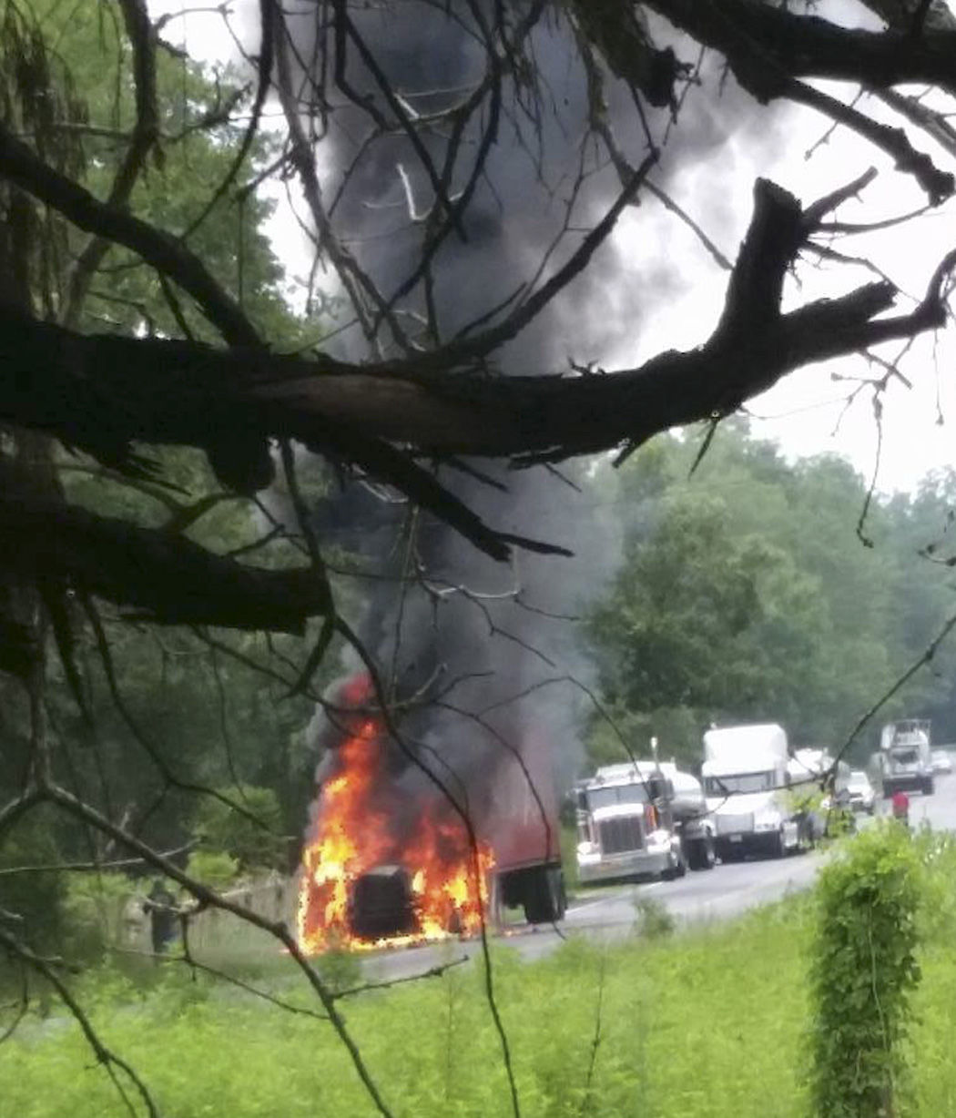 Tractor-trailer fire